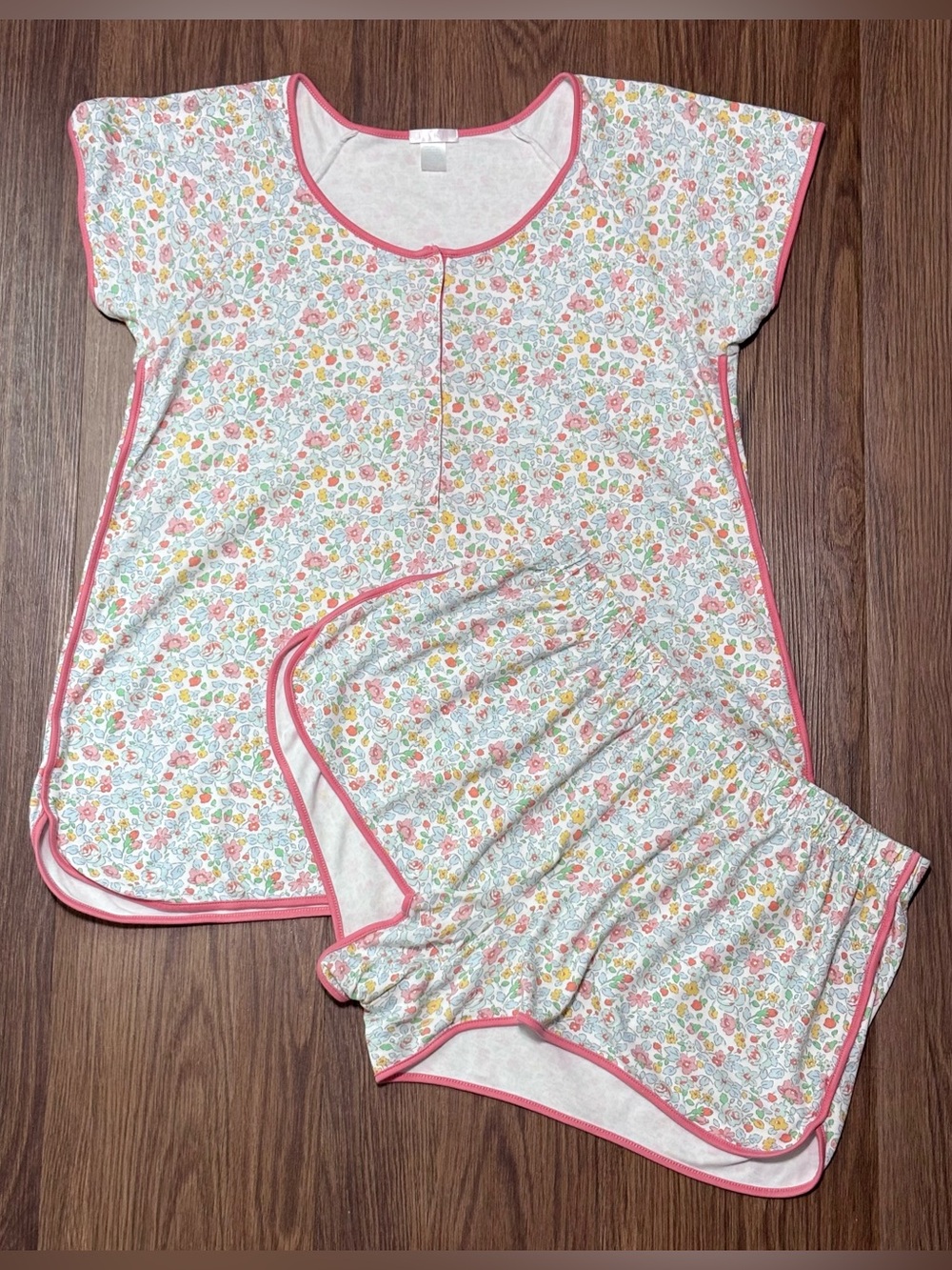 Lake Pajamas Floral Pima Cotton Lounge Set Pink Trim Cottagecore Medium